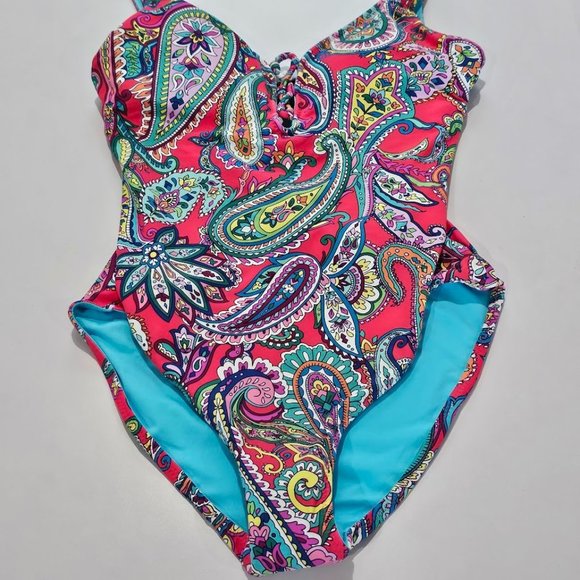 Tommy Bahama Reversible Lace-up One-Piece Swimsuit Size 4 - Picture 6 of 12